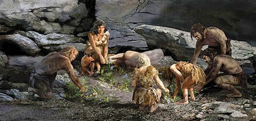 neanderthal-burial-scene-Shanidar-cave-520